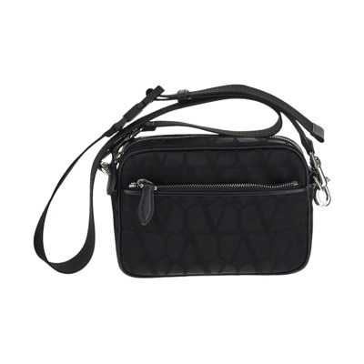 Canvas Crossbody Tas Valentino Garavani , Black , Heren