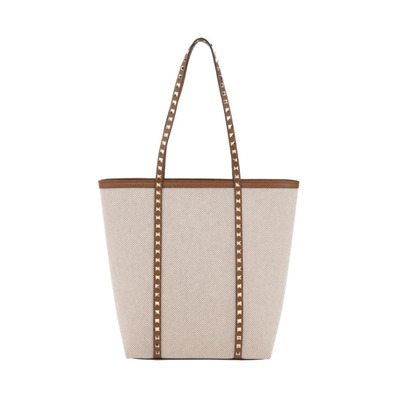 Canvas Tote met Stud Detailing Valentino Garavani , Beige , Dames