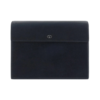 Elegante Leren Clutch Tas Valentino Garavani , Black , Heren