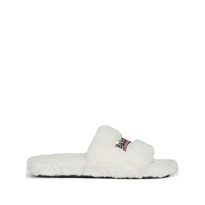 Faux Shearling Slippers Balenciaga , White , Dames