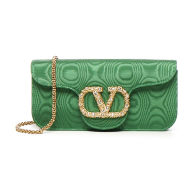 Groene Leren Crossbody Tas met Swarovski Valentino Garavani , Green , Dames