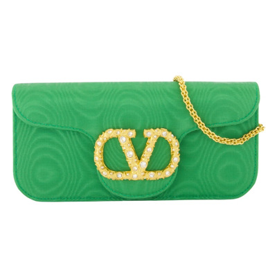 Groene VLogo Moiré Mini Tas Valentino Garavani , Green , Dames