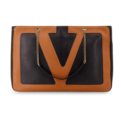 Leren Shopper Tas met VLogo Handtekening Valentino Garavani , Black , Dames