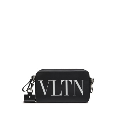 Logo Print Schoudertas Zilver Hardware Valentino Garavani , Black , Heren