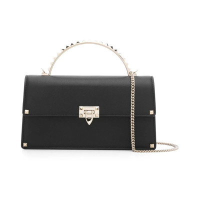 Mini Tas in Rood Leer Valentino Garavani , Black , Dames