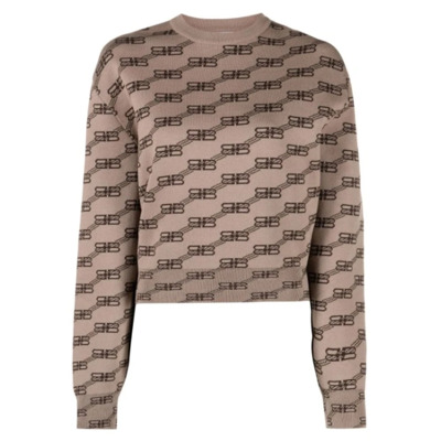 Monogram Print Bruine Trui Balenciaga , Brown , Dames