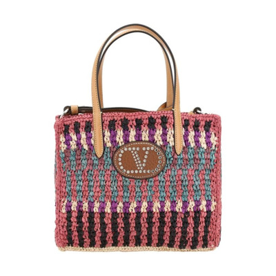 Raffia Tote Bag met leren afwerking Valentino Garavani , Multicolor , Heren