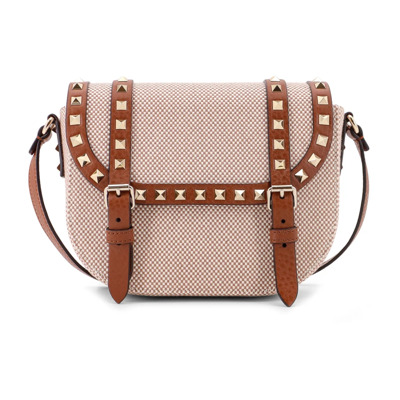 Rockstud Schoudertas met Verstelbare Band Valentino Garavani , Brown , Dames