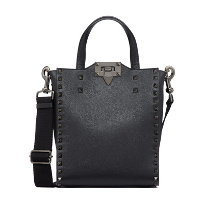 Rockstud Shopper Kleine Tote Tas Valentino Garavani , Black , Heren