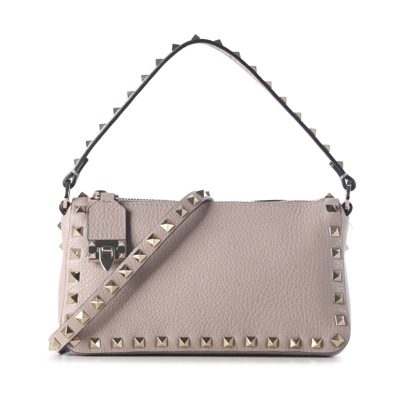 Roze Tas met Gehamerd Patroon en Gouden Rockstud Details Valentino Garavani , Pink , Dames