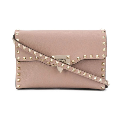 Roze leren schoudertas met Rockstud Valentino Garavani , Pink , Dames