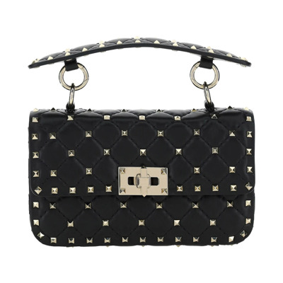 Small Rockstud Spike Nappa Leather Tas Valentino Garavani , Black , Dames