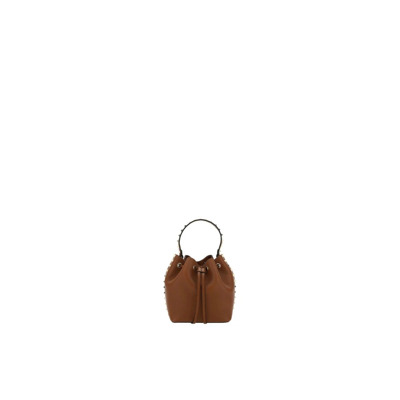 Studded Trekkoord Emmer Tas met Monogram Valentino Garavani , Brown , Dames