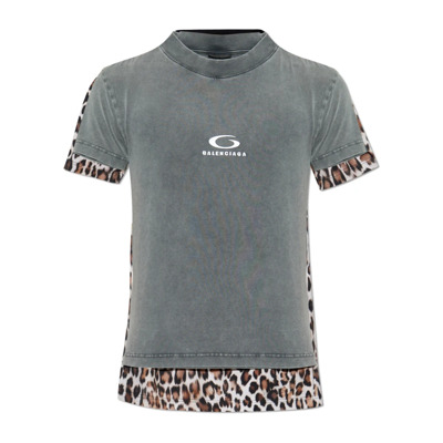 T-shirt gemaakt van gecombineerde materialen Balenciaga , Gray , Unisex