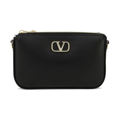 V Logo Signature Leren Schoudertas Valentino Garavani , Black , Dames