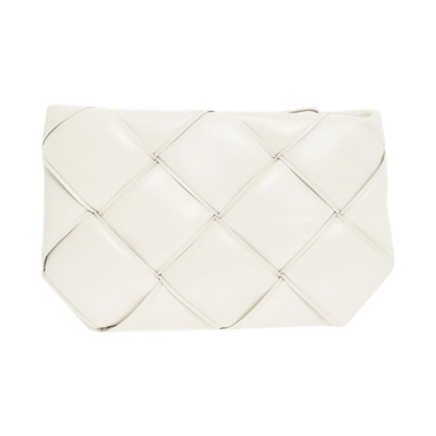 Witte Intrecciato Clutch Tas Bottega Veneta , White , Dames