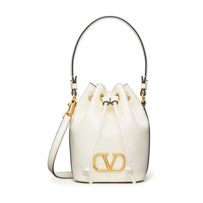 Witte Nappa Leren Trekkoord Tas Valentino Garavani , White , Dames