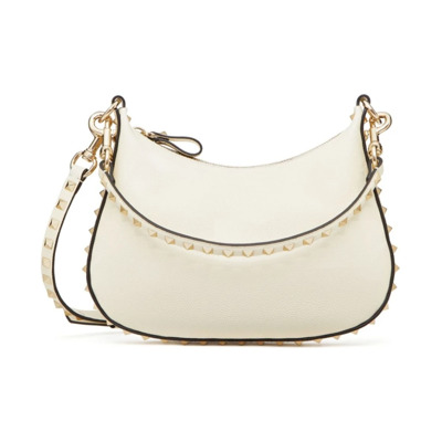 Witte leren tas met Rockstud-details Valentino Garavani , White , Dames