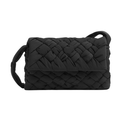 Zwarte Cross-body Tas met Intreccio Foulard Motief Bottega Veneta , Black , Heren