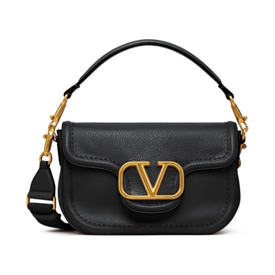 Zwarte Gehamerde Leren Schoudertas Valentino Garavani , Black , Dames