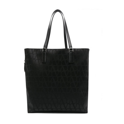 Zwarte Iconographe Tote Tas met Zilveren Hardware Valentino Garavani , Black , Heren