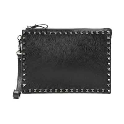 Zwarte Korrelige Leren Rockstud Tas Valentino Garavani , Black , Heren