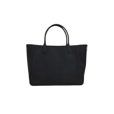 Zwarte leren tote tas met VLogo Valentino Garavani , Black , Dames