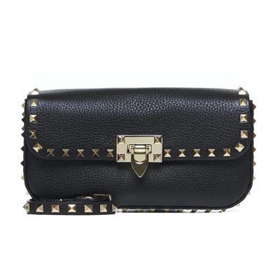 Zwarte wollen en zijden crossbody tas Valentino Garavani , Black , Dames